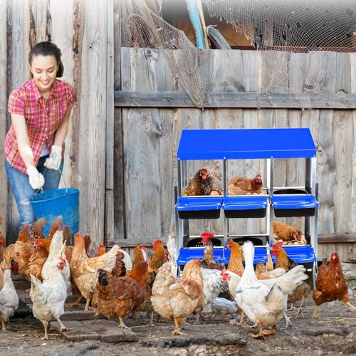 Chicken Nesting Box, 10 Hole 2 Layer Hen Nest Box with Legs, Roll Away Eggs Laying Boxes,Cleanable Pull Out Hen Roosting Boxes