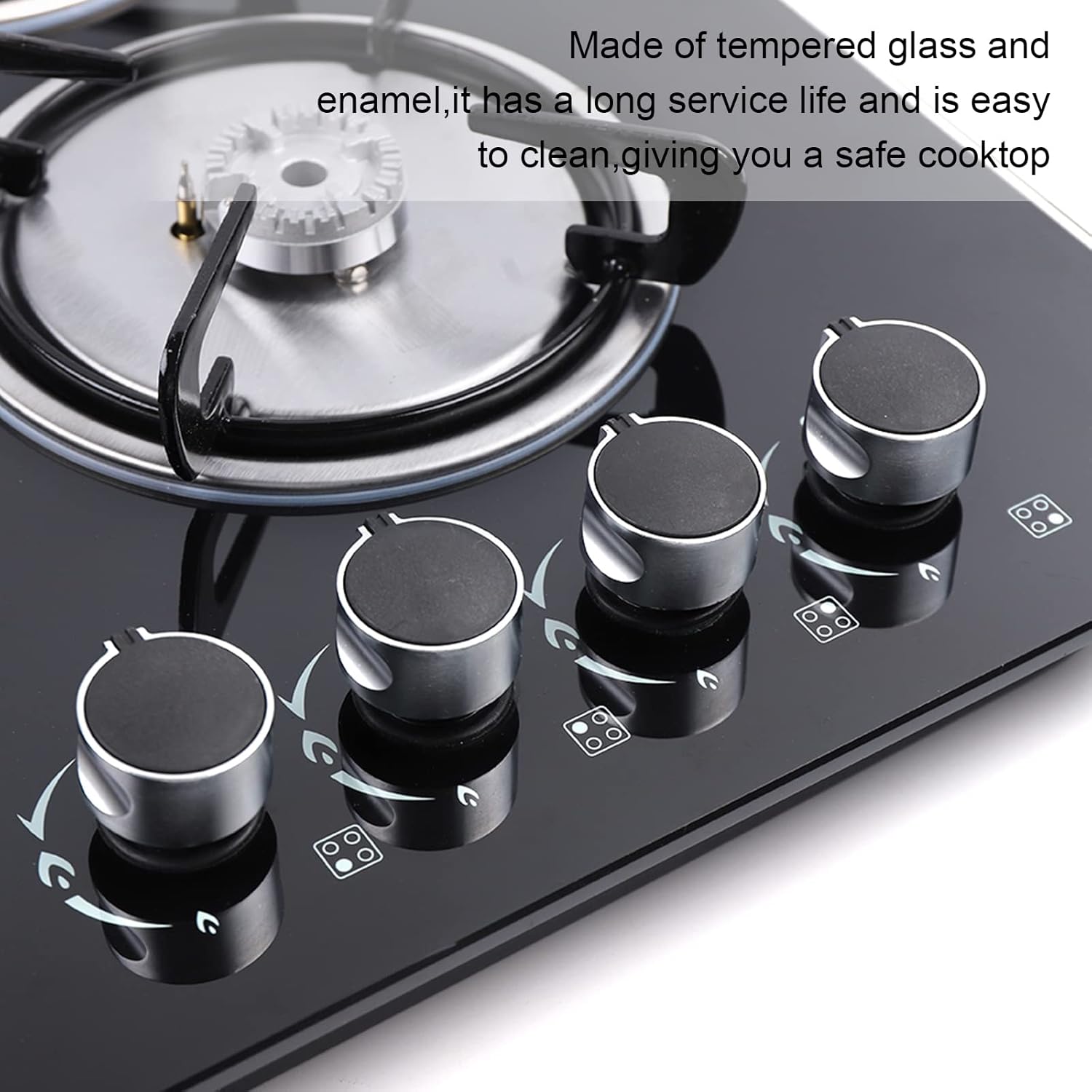 Gas Cooktop - 24 inch 4 Burners Built-in Stove - LPG/NG Dual Fuel Drop-in Tempered Glass Surface Gas Hob,Easy Clean Gas Stoves for Kitchen
