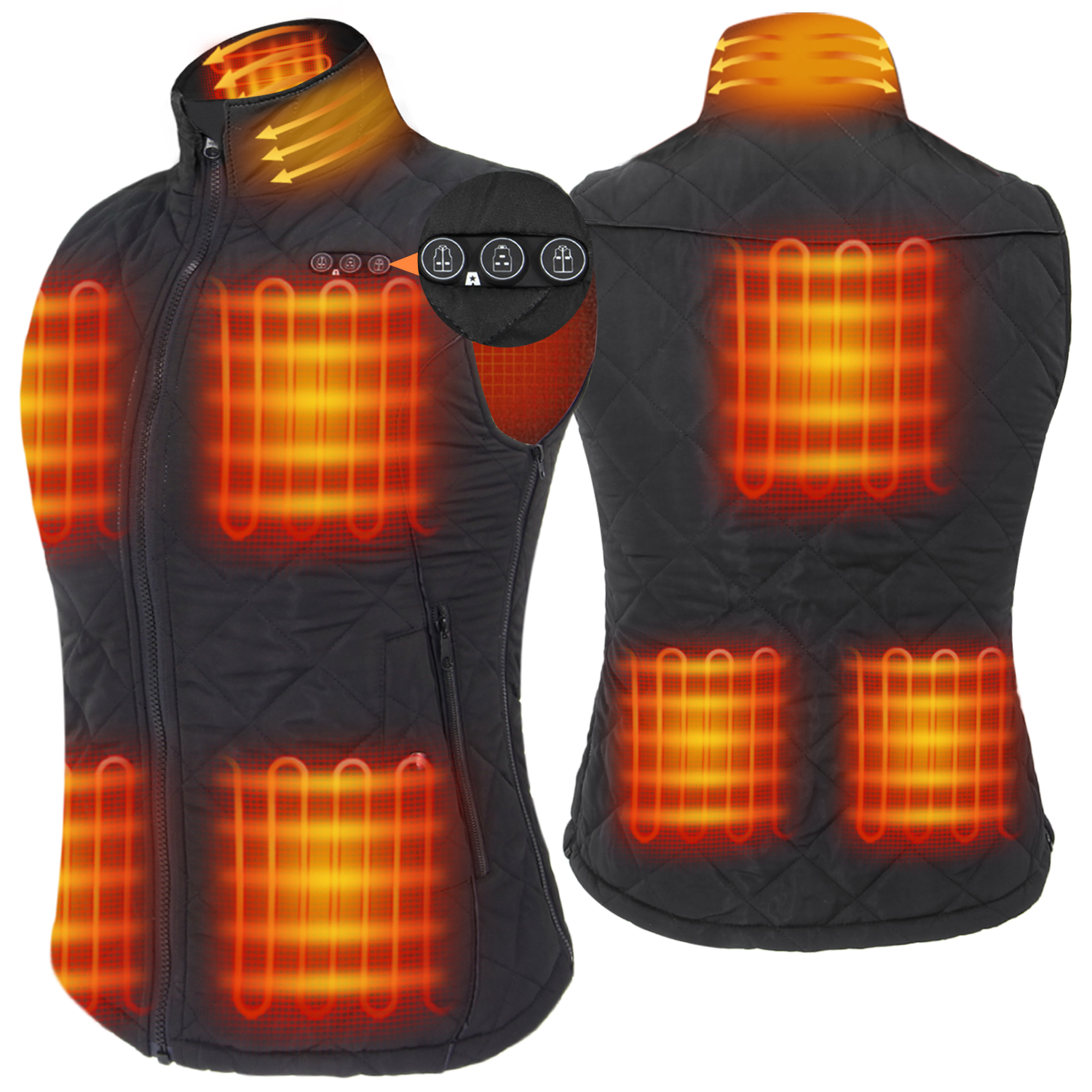 ARRIS Women Heated Vest with 7.4V Battery Size Adjustable Heating Clothing-Black