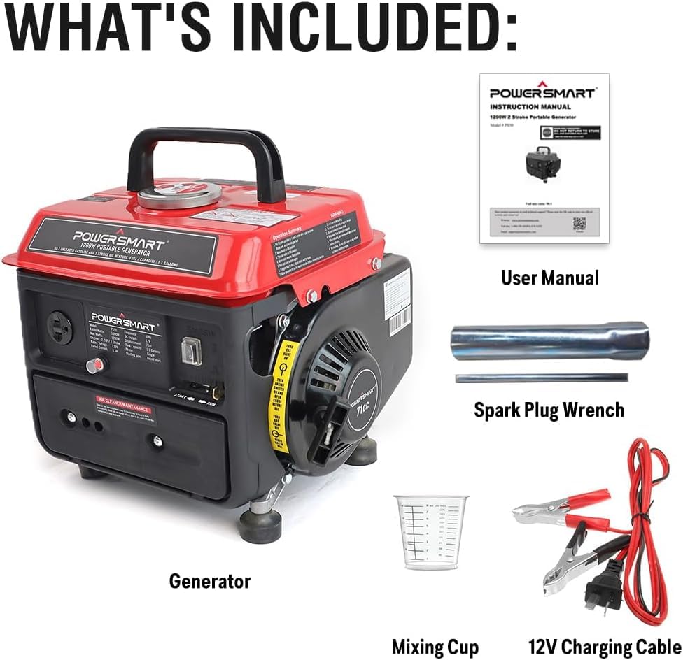 PowerSmart 2500-Watt Gas Powered Portable Inverter Generator, CO Sensor, Super Quiet for Camping, Home Emergency Use, EPA Compliant 2025 Version