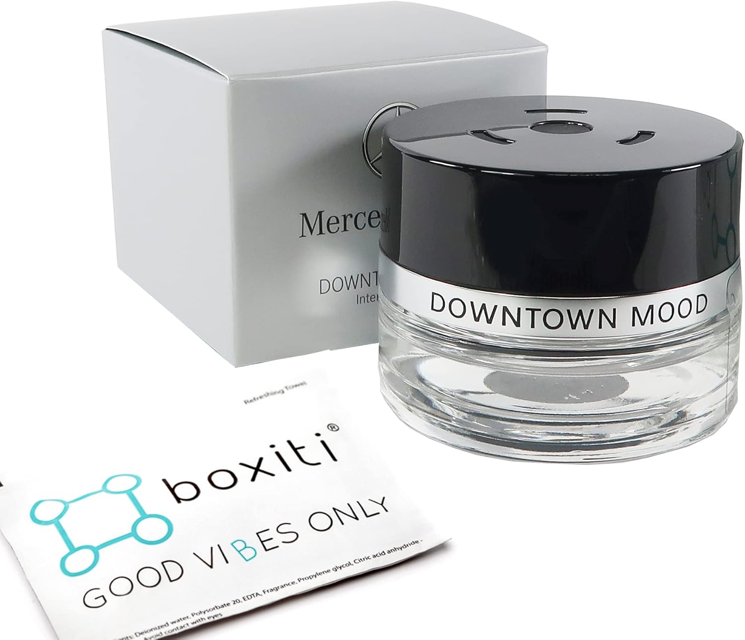 Boxiti Set – Downtown Mood for Mercedes Benz Air Freshener System, Genuine Perfume for Mercedes, Interior Cabin Fragrance for Mercedes Cars Equipped with Air Balance Package (P21) and Boxiti Wipe