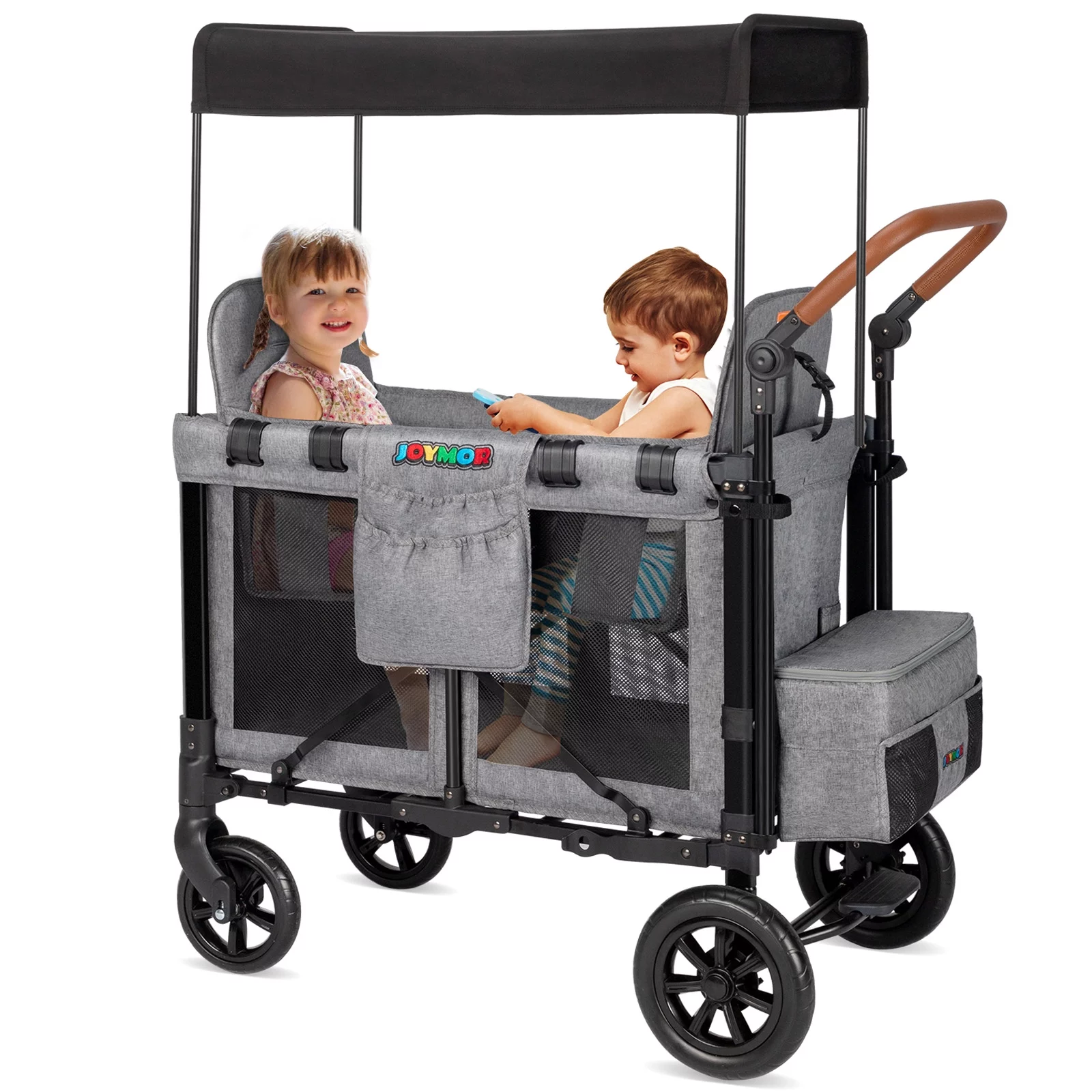 JOYMOR Folding Stroller Wagon with Face to Face High Seat for 2 Kids, Baby, Toddler, Gray, Unisex