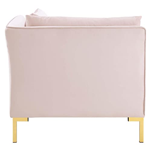 Modway Ardent Performance Velvet Sectional Sofa, 5 Piece L-Shape, Pink
