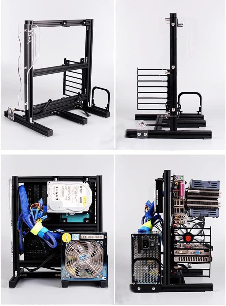 DIY Computer Motherboard Case Frame ATX M-ATX ITX Open Aluminum Chassis Vertical Overclocking Test Platform Chassis Overclocking Heat Dissipation(Black)