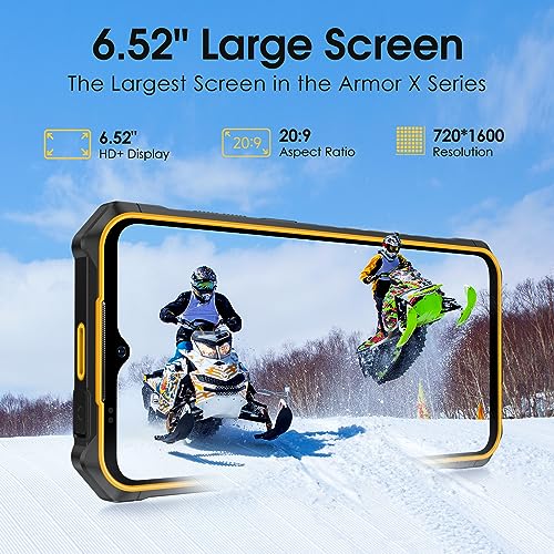 Ulefone Unlocked Rugged Phones, Armor X13 (12+64GB), 50MP Rear Camera, 24MP Night Vision Camera, Android 13 OS Rugged Smartphone, 6.52” Screen, 6320mAh, NFC, GPS, Dual 4G Mobile Phone- Black