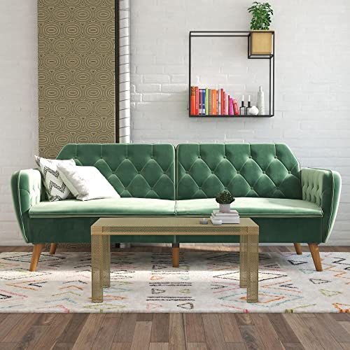 Novogratz Tallulah Memory Foam Futon, Convertible Couch, Camel Faux Leather
