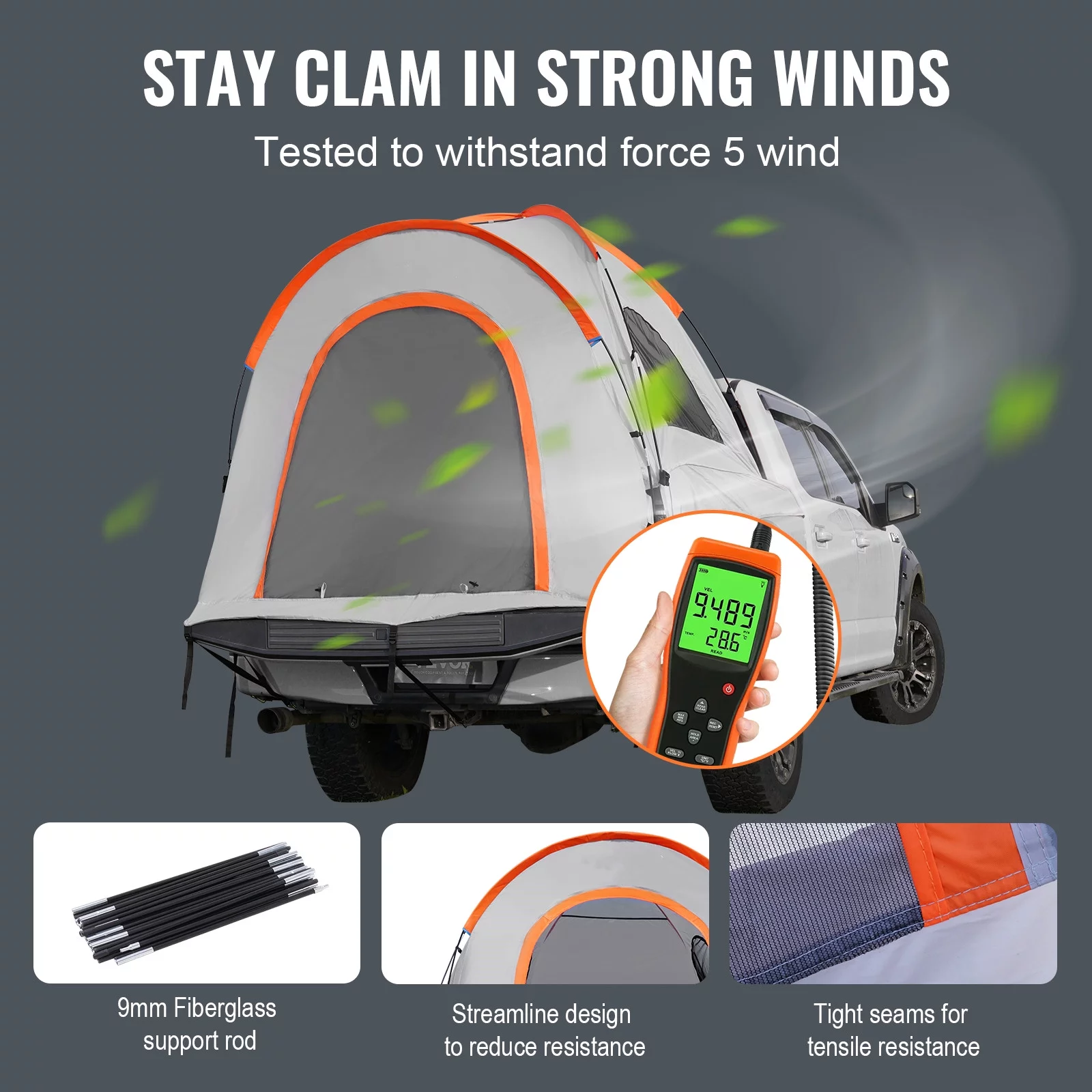 BENTISM Truck Tent 6.4'-6.7' Waterproof Spacious Pickup Truck Bed Tent with Rainfly Carry Bag for Camping Traveling Outdoor