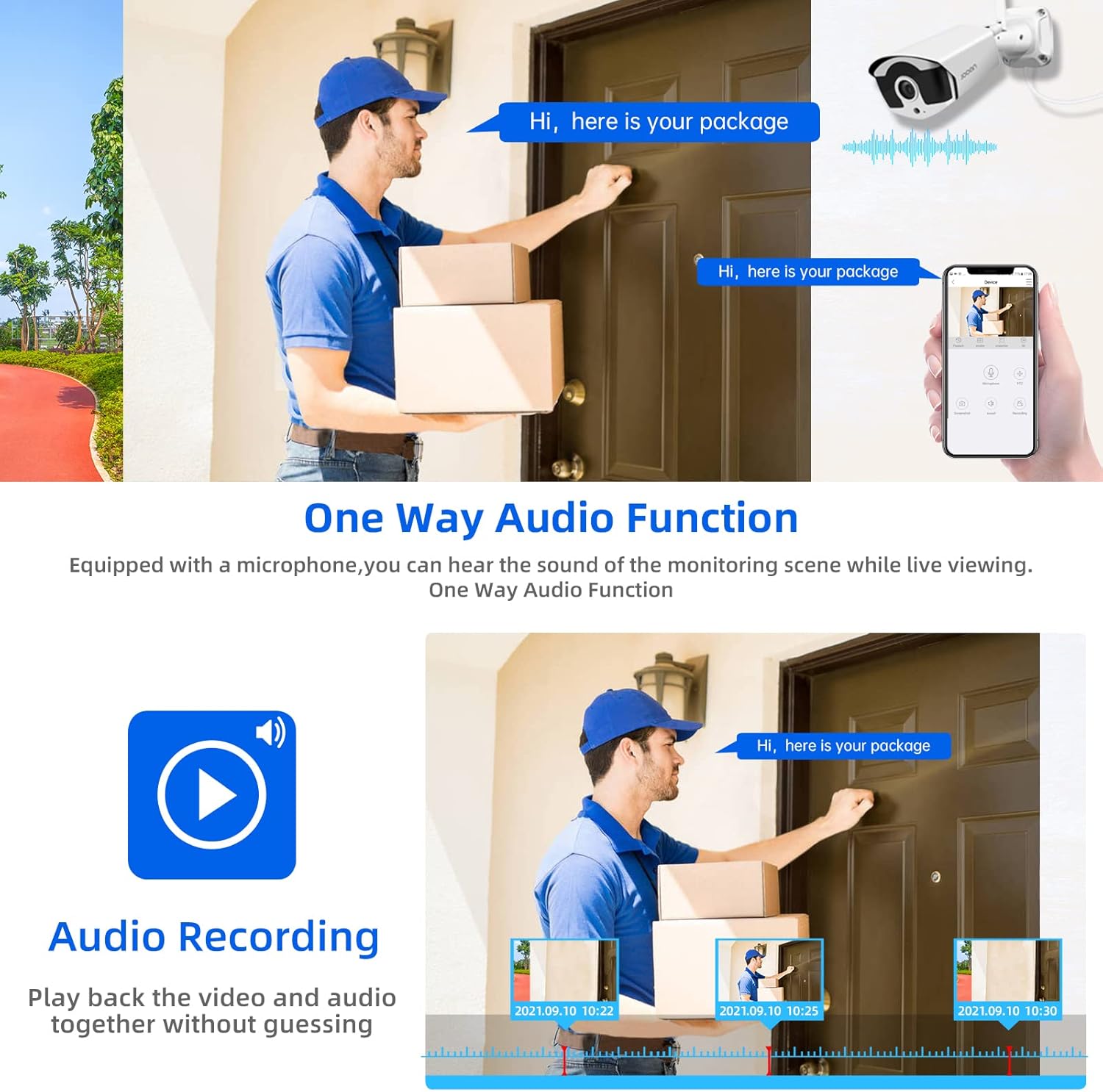 [Expandable 8CH, 2K,Audio] Wireless Security Cameras System Outdoor, 3.0MP 1296P H.265 One-Way Audio,Night Vision,Motion Detection,Remote Access,Metal Case- with 1TB Hard Drive