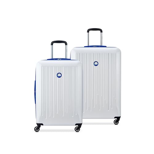 DELSEY Paris Christine Hardside Expandable Luggage with Spinner Wheels, White with Mauve Trim, Carry On 20 Inch