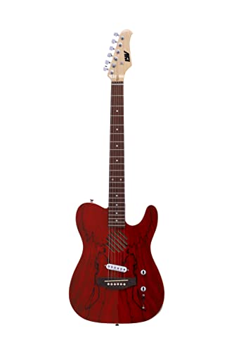 IYV 6 String IYV-ITAP-200 Hollow Semi-Aucoustic Electric Guitar, Trans Red, Right, ITAP-200
