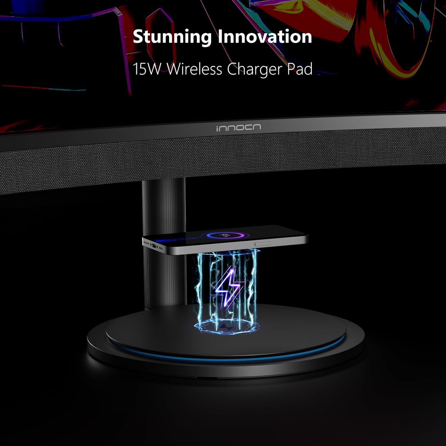 INNOCN 34" USB Type C Curved Ultrawide Gaming Monitor 3440 x 1440p 165Hz PC Computer Monitor Gamer, HDMI, DP, Built-in 2.1 Stereo Speakers, Charger Pad, Black, 34G1R