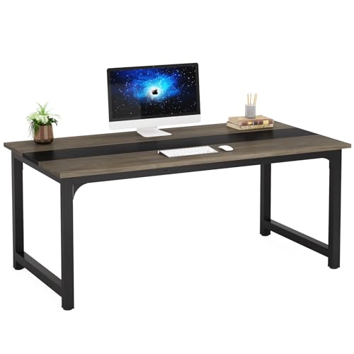 Tribesigns Modern Computer Desk, 63 x 31.5 inch Large Executive Office Desk Computer Table Study Writing Desk Workstation for Home Office, Spliced Desktop, White