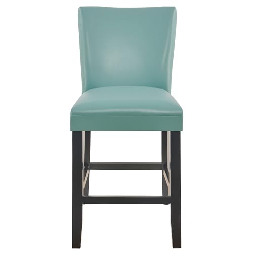 Set of 2 Bar Stools with Back, Faux Leather 25" Counter Height Bar Stools, Upholstered Chairs for Dining Room Kitchen Restaurant, Red ZBY-1331-RD