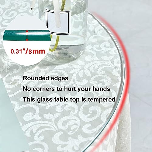 SAGIDAR Round Tempered Glass, Round Table Glass Top, Round Glass Table Top Dining Table Top, 16IN 22IN 26IN 30IN 36IN, Clear Glass High Gloss, Smooth Surface Garden Table, DIY Table