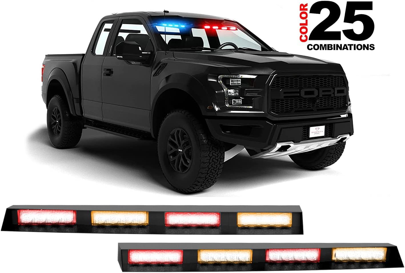 Extreme Tactical Dynamics Elemental 40 Visor Light LED Strobe Visor Light Interior Windshield Light Bar Split Mount Emergency Lights - Blue/White