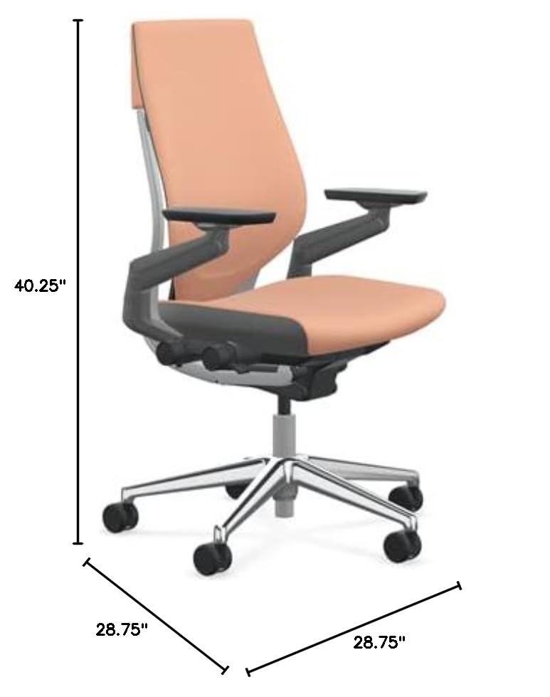 Steelcase Gesture Office Chair - Cogent: Connect Graphite Fabric, Low Seat Height, Wrapped Back, Light on Dark Frame with Polished Aluminum Base, Lumbar Support, and Hard Floor Casters