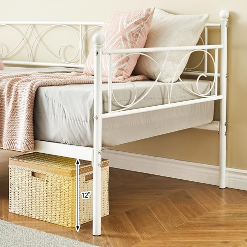 Black Metal Platform Sofa Bed Frame with Heavy Castor Metal Slats,Sofa Bed with Metal Headboard and Footboard,Suitable for Bedroom, Living Room,No Spring Box Needed,Black