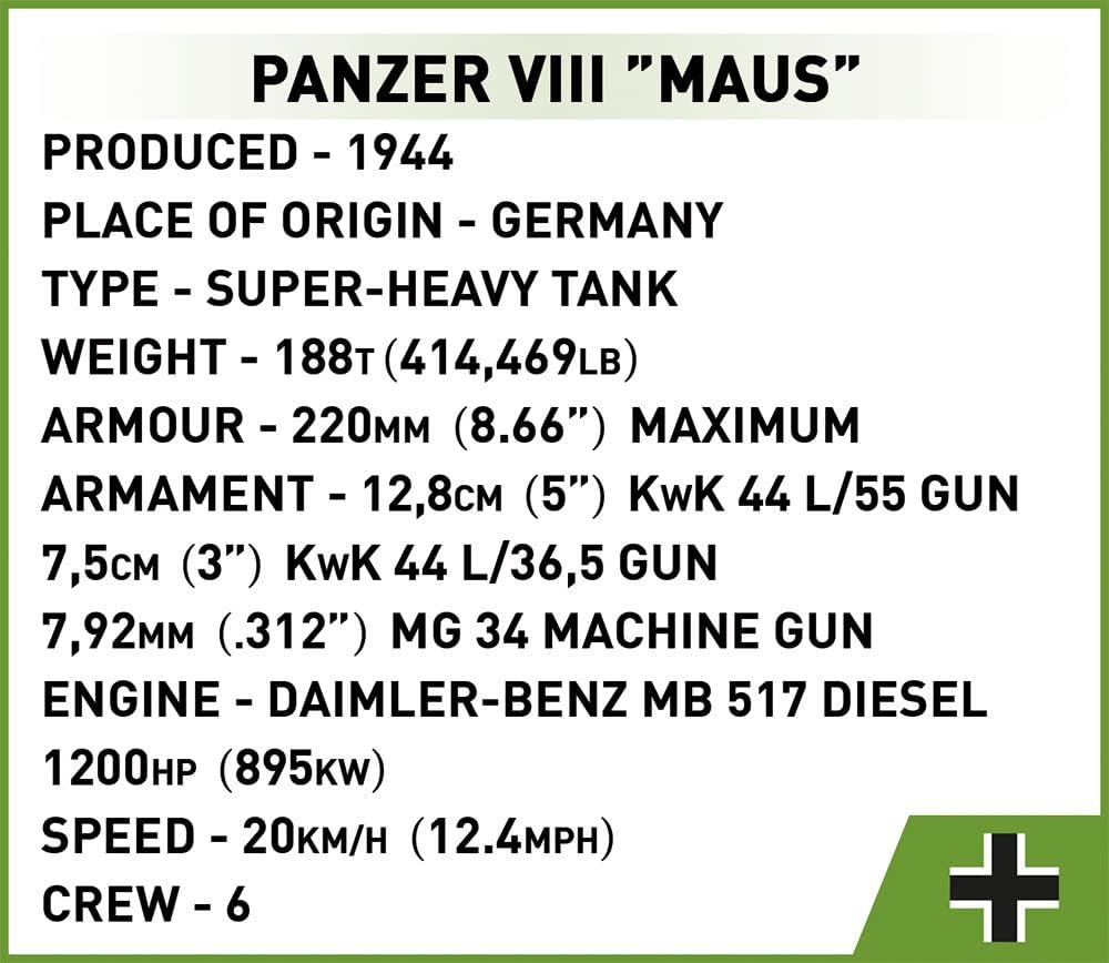 COBI Historical Collection World War II Panzer VIII MAUS Tank