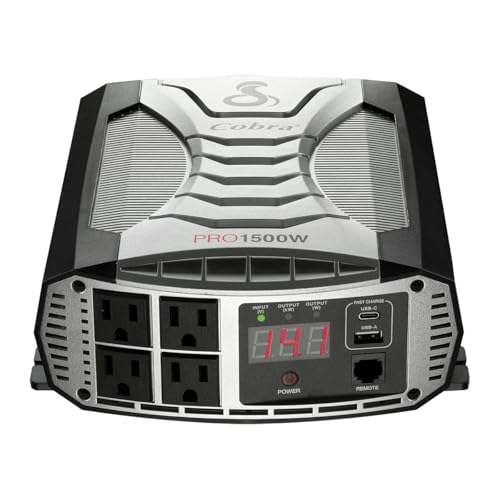 Cobra PRO 2500W Professional Grade Power Inverter, Portable – 2500-Watt Car Charger, 4 Grounded AC Outlets, 2 Fast Charge USB Ports and Remote Controller (CPIALCDG1) Compatible