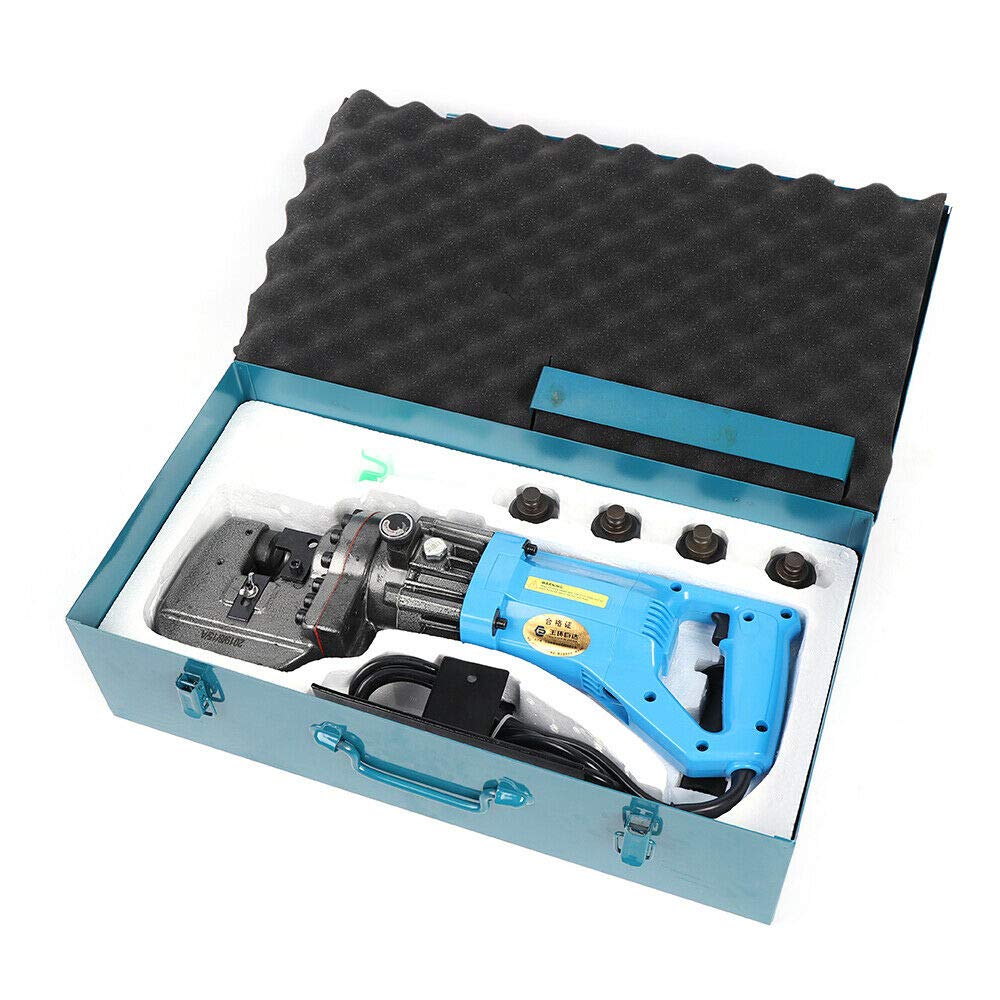 Electric Hydraulic Hole Puncher, 110V 10T Hole Digger Force Puncher Hydraulic Hole Punching Tool with 5 Types Dies for Iron Plate Copper Aluminum Angle Steel - Cutting Thickness Up to 1/4''