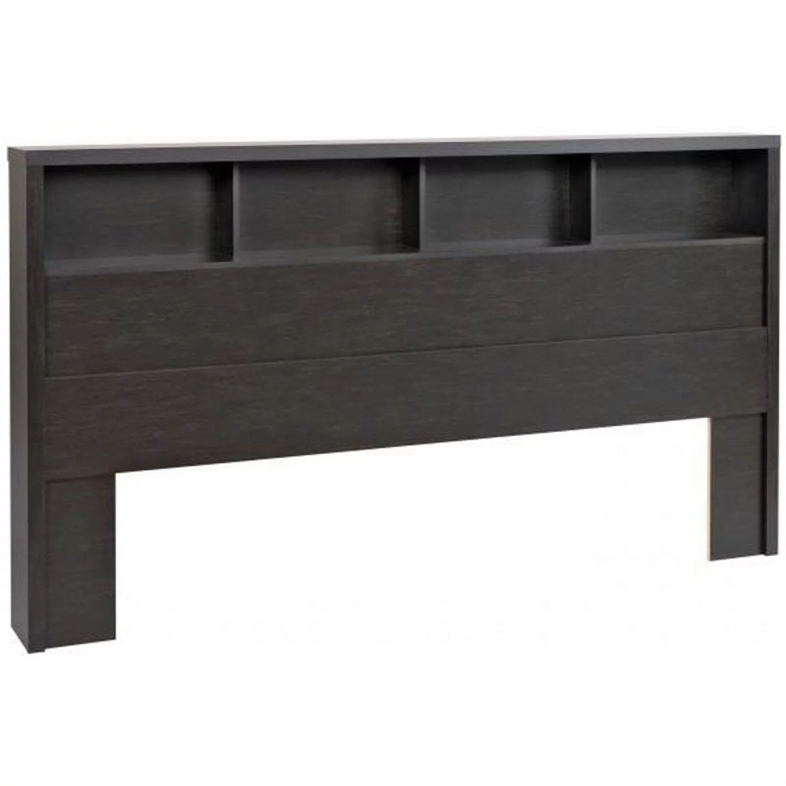 Pemberly Row Contemporary Wood Full Queen Bookcase Headboard in Black