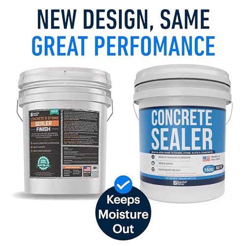 USA-Made 5 Gallon Concrete Sealer (Covers 7500 Sq Ft) – Premium Clear & Wet Sealant for Indoor/Outdoor Surfaces - Ideal for Concrete, Driveways, Garages, Basements, Patios