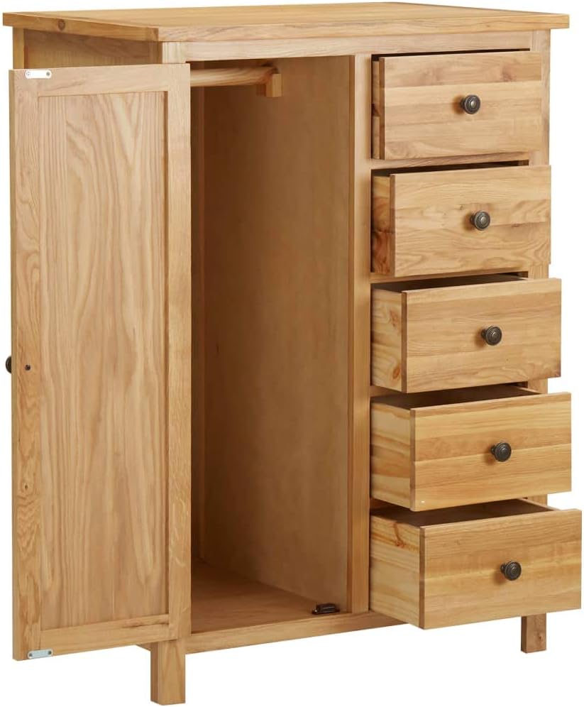 Wardrobe 29.9"x20.5"x41.3" Solid Oak Wood,Armoires & Wardrobes-71.5lbs