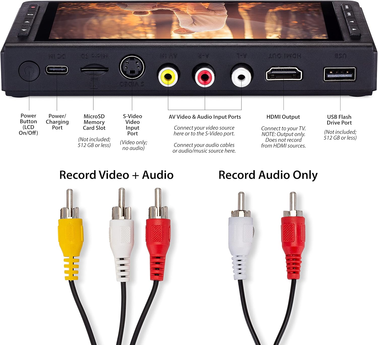 ClearClick Video to Digital Converter 3.0 (Third Generation) - Record Video & Audio from VCR's, VHS, AV, RCA, Hi8, Camcorder, DVD, Turntables, Cassette Tapes (Bundle Edition)