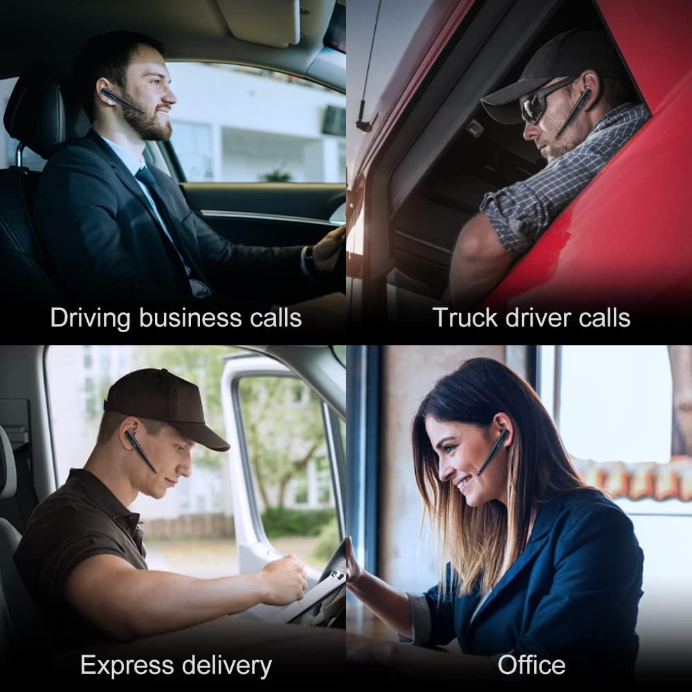 Bluetooth Headset V5.1 with Mic Bluetooth Headset Built-in Active Noise Cancelling Dual Microphone Wireless Headset, Truck Driver Bluetooth Headset Suitable for All Kinds of Smartphones,