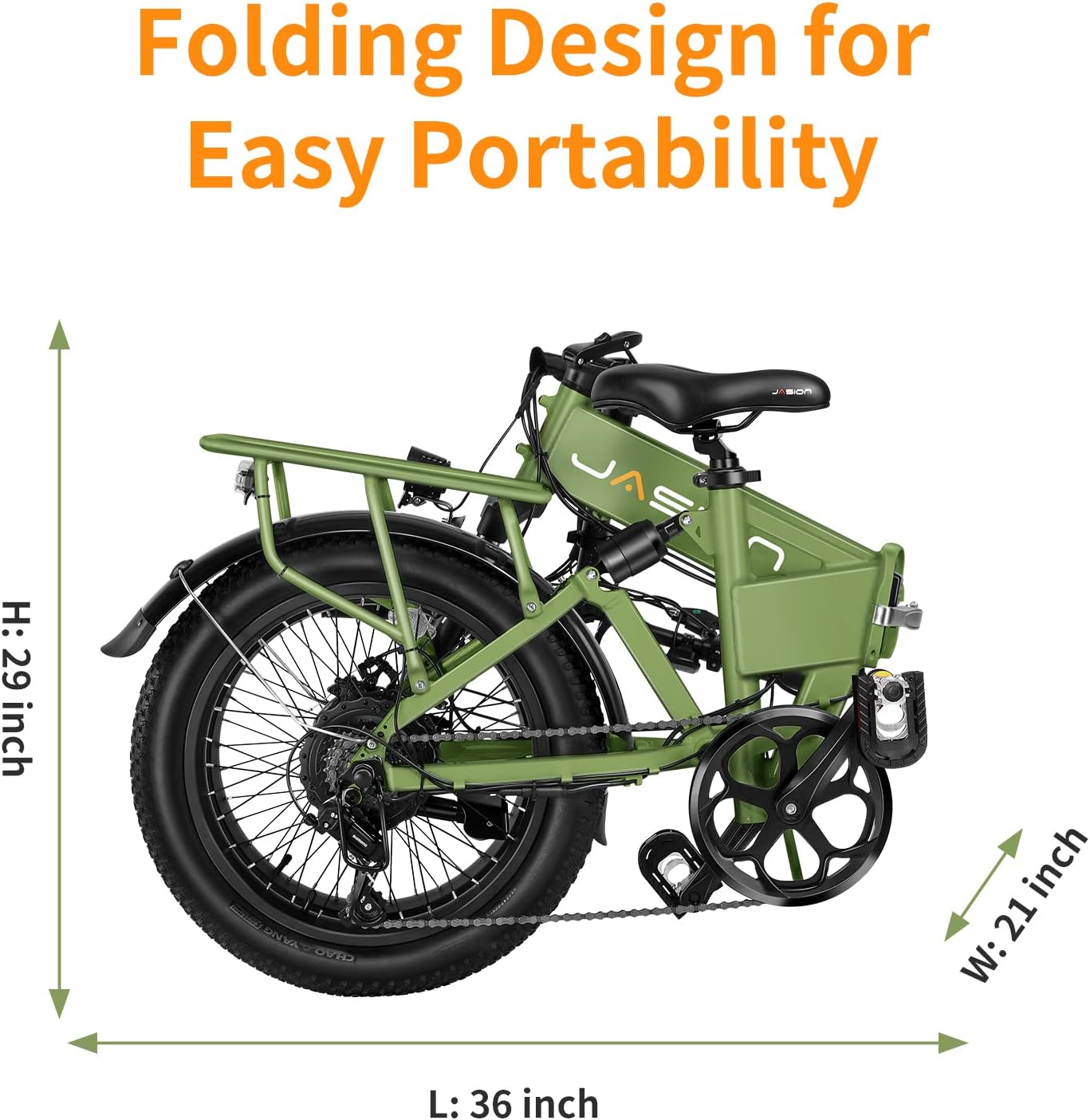 Jasion EB7 2.0 Electric Bike for Adults 2PCS, 850W Peak Motor 28MPH Max Speed Folding Ebike, 48V 10AH Removable Battery, 20" Fat Tire with Dual Suapension, 7-Speed Electric Bicycles, UL Certifiled