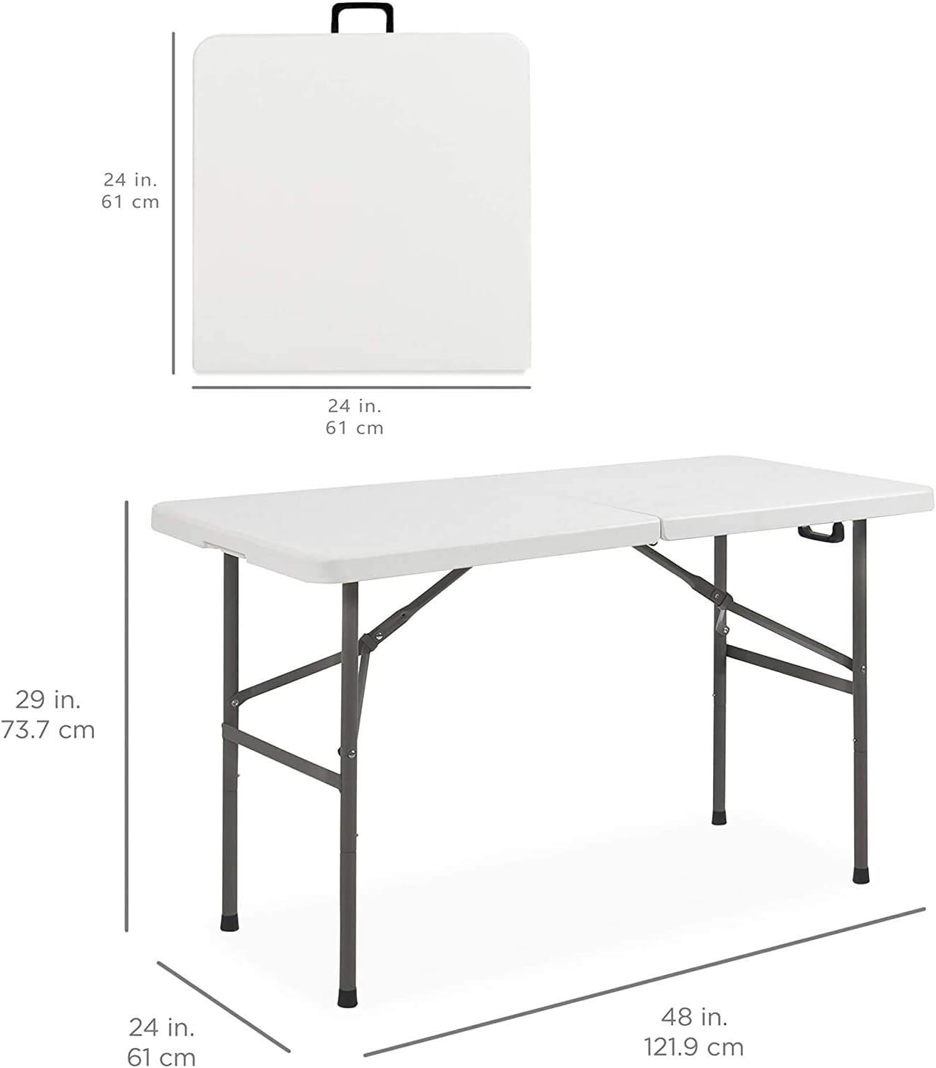 New Home Era Folding Utility Table, 4ft Fold-in-Half Portable Plastic Picnic Party Dining Camp Table