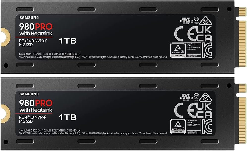 Samsung MZ-V8P1T0CW 980 PRO with Heatsink PCIe 4.0 NVMe SSD 1TB for PC/PS5 - (2-Pack)