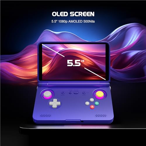 Retroid Pocket Flip 2 Retro Game Console, 5.5" AMOLED 1080P Display, Hall Effect Sticks, 5000mAh Battery, Portable Android Handheld (Black)