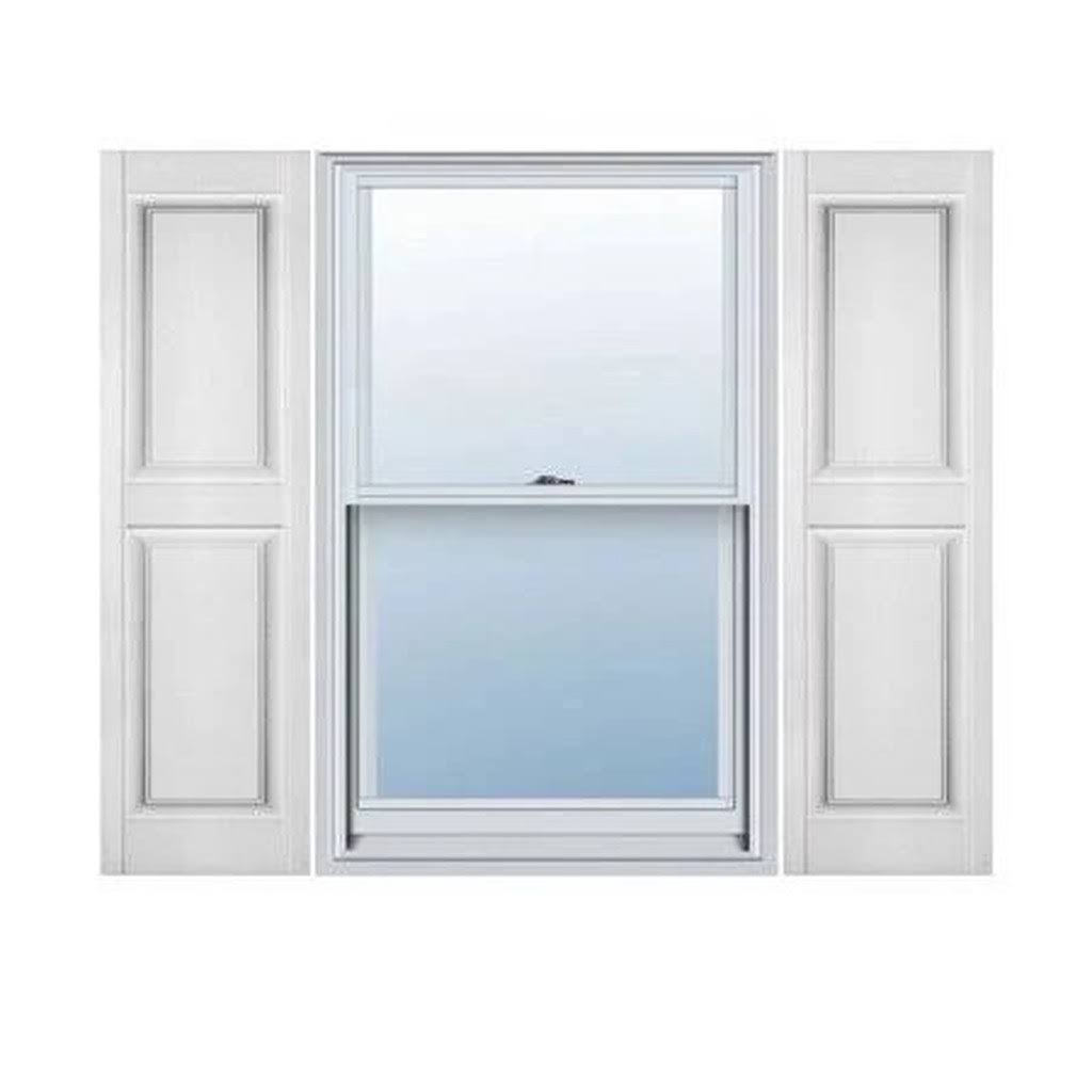 12 inchw x 47 inchh Mid-America Vinyl, Standard Size Williamsburg Double Panel Shutters, w/Installation Shutter-Lok&s Ma