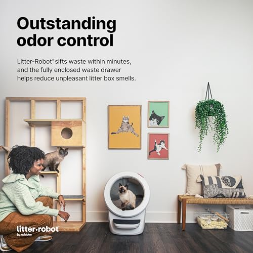 Whisker Litter-Robot 4 Bundle with Litter-Robot 4, 6 OdorTrap Pack Refills, 50 Waste Drawer Liners, Ramp, Mat and Fence