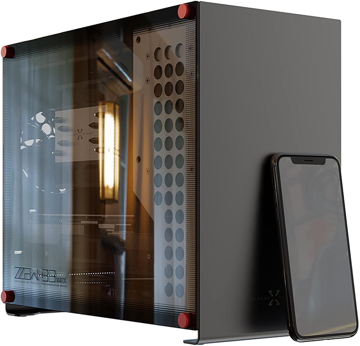 Micro ATX Case Aluminum B3, Computer Case MATX, PC Case Dark Gray Color with Tempered Glass for Gaming Office Personal Home DIY