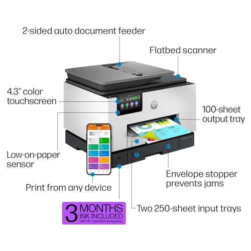 HP OfficeJet Pro 9135e All-in-One Printer, Color, Printer-for-Small Medium Business, Print, Copy, scan, fax, wireless. 3 month Instant Ink trial included ; Two-Sided Printing; Two-Side