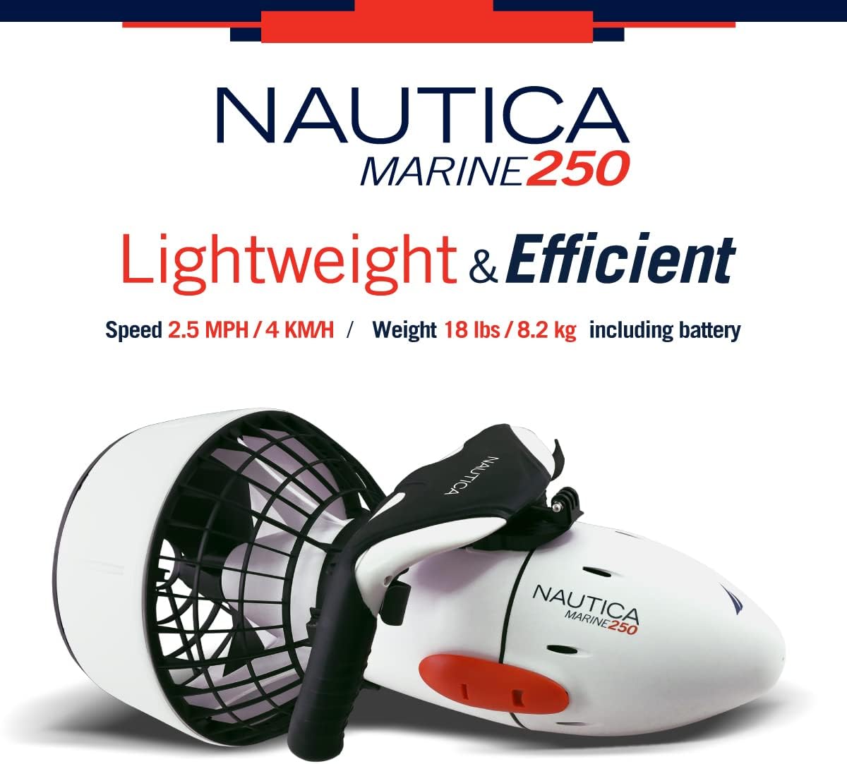 Nautica Marine 250 Underwater Seascooter, Scuba Snorkeling for Ocean or Pool, Action Camera Compatible