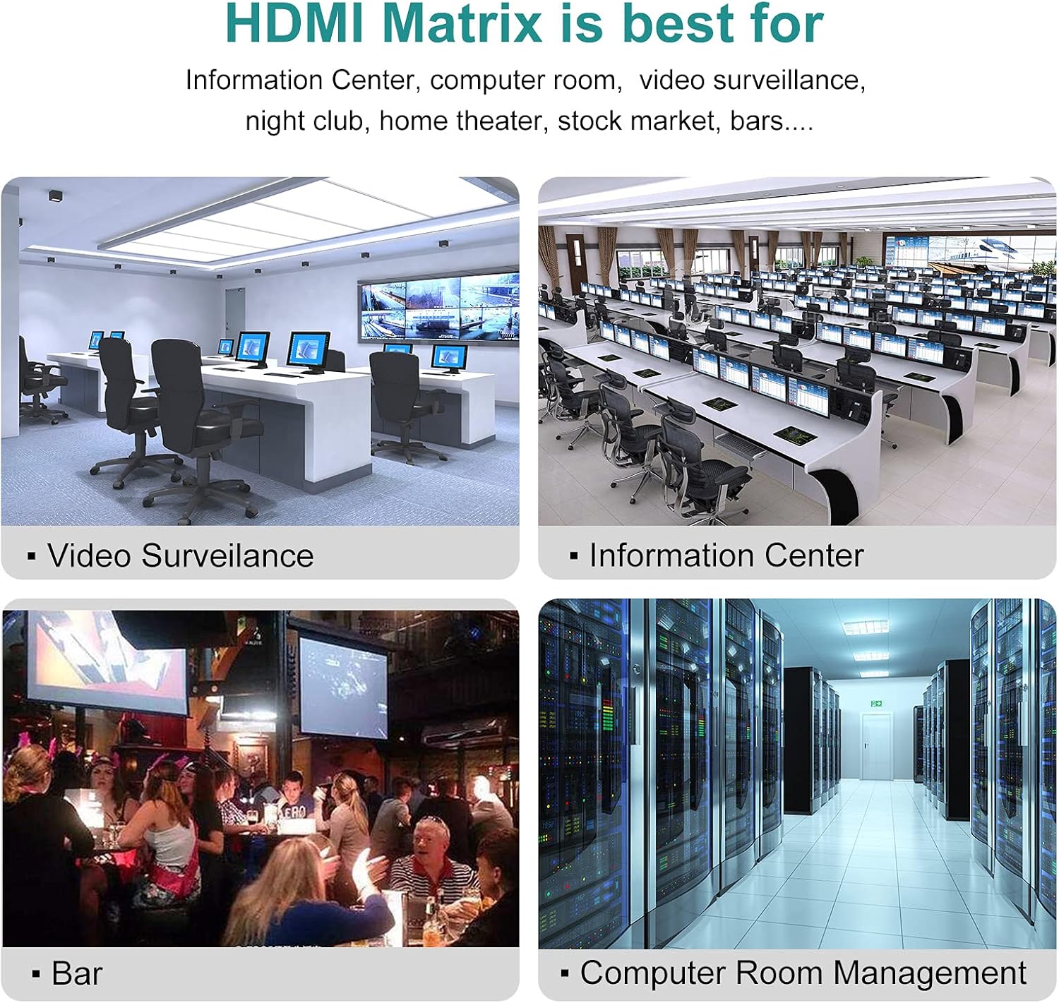 MT-VIKI 4x4 HDMI Matrix Switch 4 in 4 Out 4K@30Hz Rack Mount Switcher & Splitter Support 4Kx2K@30HZ, EDID, RS232
