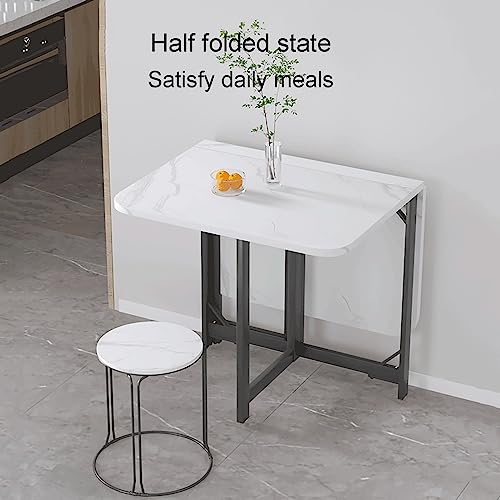 Drop Leaf Folding Dining Table, Multifunctional Rectangular Extendable Dining Table, Space Saving Dinner Table for Kitchen Dining Room Home (Color : White, Size : 120cm/47.2in)