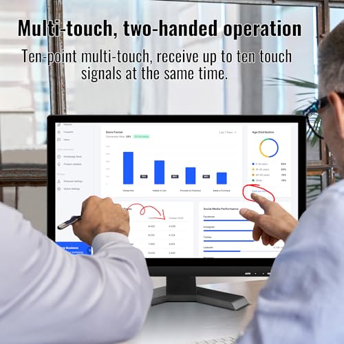 Touchscreen Monitor 21.5 Inch Full HD 1920x1080P 10-Point Multi Touch Screen PC Monitor with HDMI VGA USB Port, Built-in Speakers