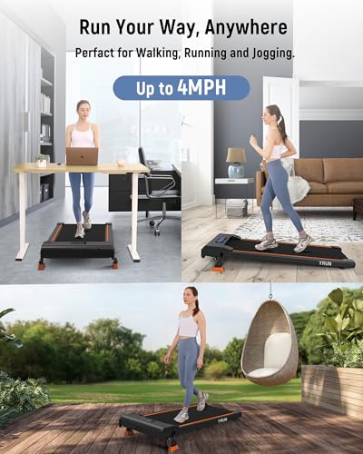 Walking Pad Under Desk Treadmill, 2.5HP Quiet Brushless Small Treadmill for Home and Office, Compact Portable Walking pad with Remote & App Control for Walking and Jogging
