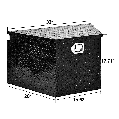 YITAMOTOR 33 Inch Trailer Tongue Boxes, Heavy Duty Aluminum Trailer Tool Box, Diamond Plate Storage Box, Waterproof Trailer Box for Pick Up Truck Bed, RV Trailer with Lock and Keys