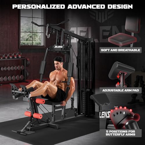 Home Gym, Multifunctional H11 Home Gym Equipment, Workout Station with 150LBS Weight Stack, Exercise Equipment with Pulley System for Full Body Training