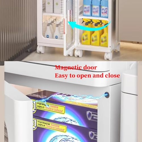 Narrow Slim Bathroom Storage Cabinet With Adjustable Shelves Bathroom Floor Cabinet Tall, Freestanding Rolling Waterproof Organizer With Drawers And Handles For Small Space(/White B 4 Tier,24.5cm)