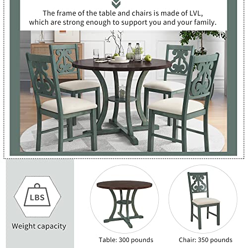 6-Piece Dining Set, Mid-Century Industrial Rustic StyleWooden Kitchen ChairSet with Rectangular Table and 4 Fabric Upholstered Chairs and Bench Family Furniture, for Home, C-Gray a