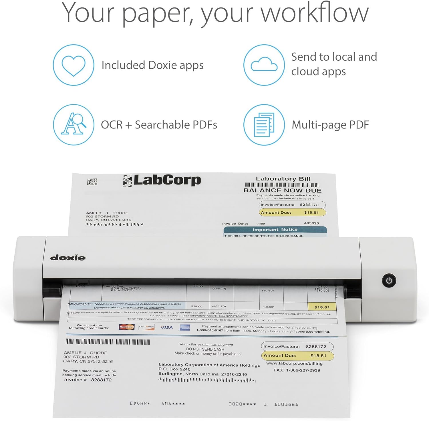 Doxie Go SE - The Intuitive Portable Document Scanner with Rechargeable Battery and Easy Software for Home, Office, or Work from Home