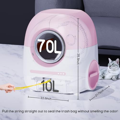 Self Cleaning Cat Litter Box, Automatic Cat Litter Box Self Cleaning for Multiple Cats, 2.4G/5G WiFi Support, Anti-Pinch/APP Control/Odor Removal Automatic Litter Box 1s Fast Link/100L Large Capacity