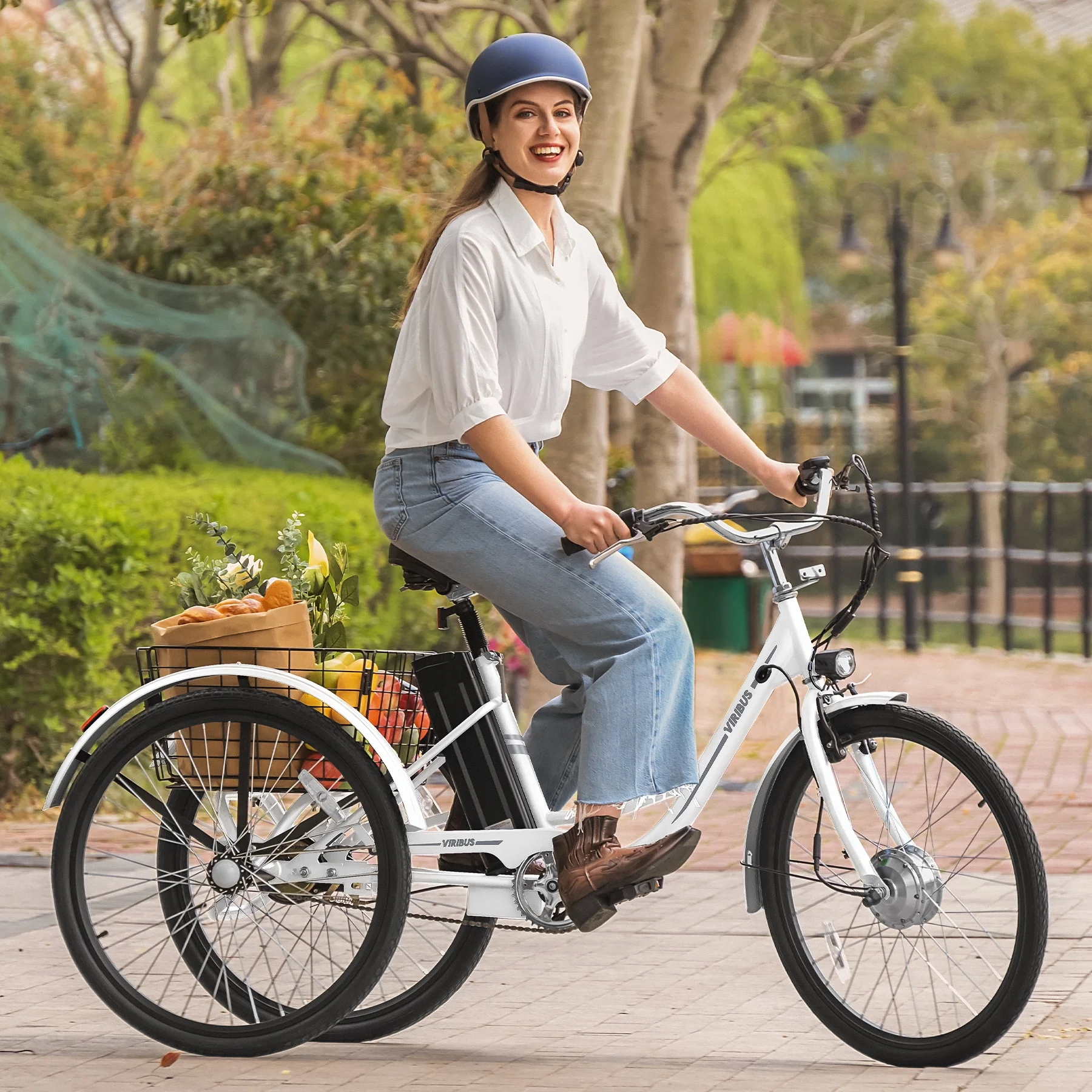 26" Adult Electric Tricycle 250W Electric Trike with 36V 13Ah Battery UL 2271 White