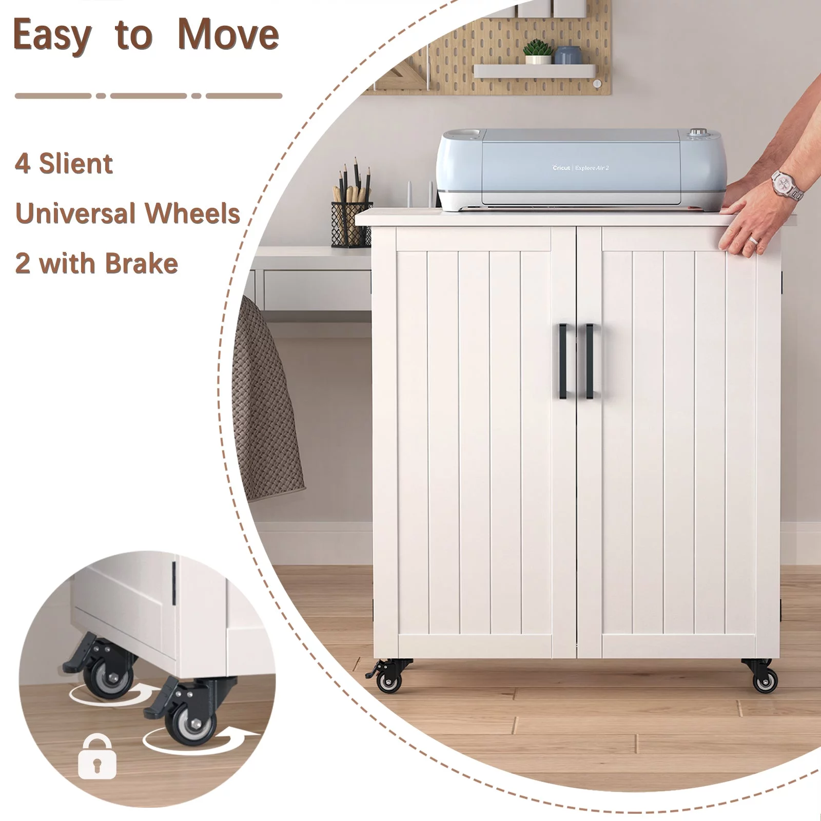 GDLF Craft Cart Compatible with Cricut Machine, Rolling Cricut Cabinet with Storage 31.6"W x 15.8"D x 34.9"H